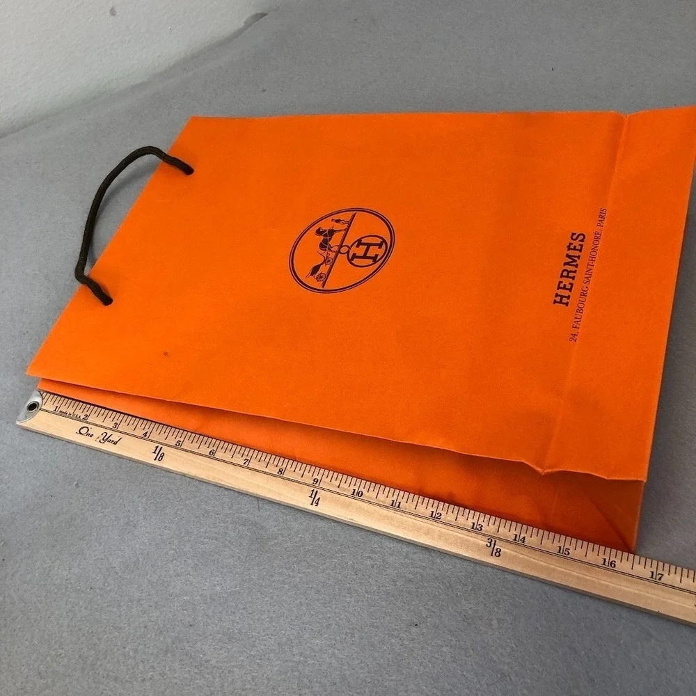 Hermes Authentic Orange Gift Paper Shopping Bag Medium Rectangle 16.5x11x4